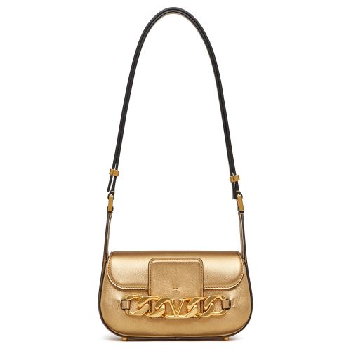 Valentino Vlogo Chain Small Laminated Nappa Shoulder Bag