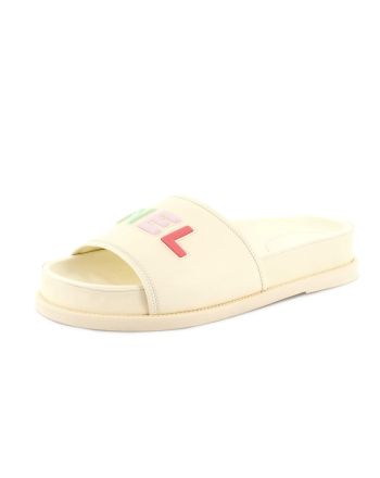 Women's Logo Letters Slide Sandals Leather