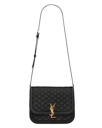 Saint Laurent Solferino Medium Supple Satchel In Quilted Lambskin Black